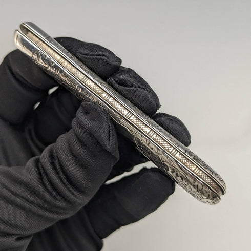 1897 British antique sterling silver folding pen knife Hilliard and Thomason with case